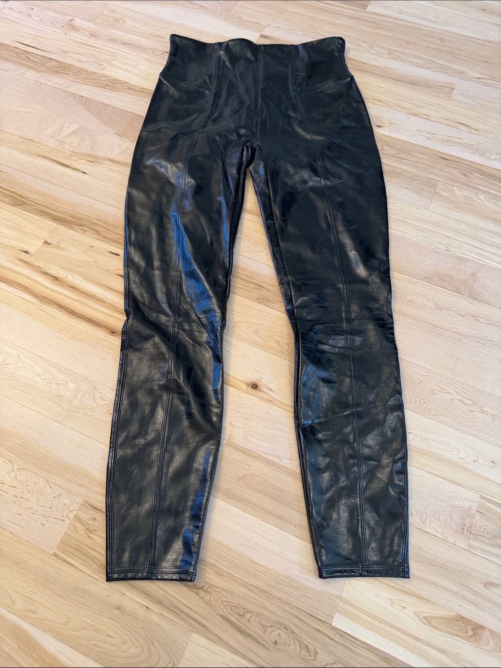 Spanx Women's Faux Leather pleather Leggings Pants Edgy Black-XL